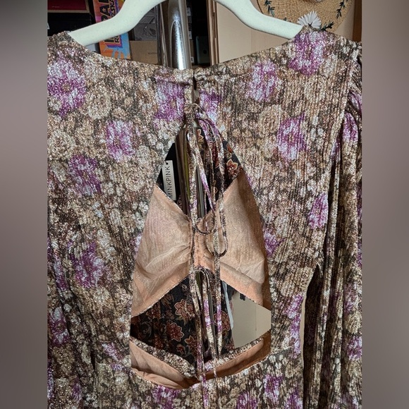 For Love & Lemons Wynne Maxi Dress Size S NWT Cut Out Shimmer Coquette - Picture 6 of 13